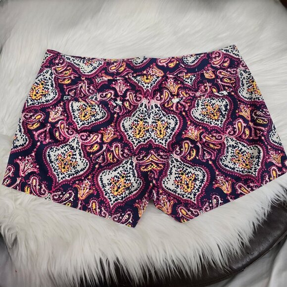Paisley Print Stretch Shorts – by J.Crew Multicolor Summer Cotton Blend Sz 6 - Picture 2 of 8